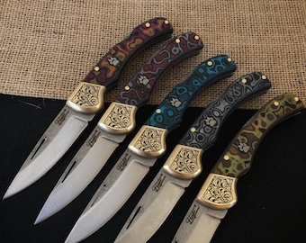 Father's Day Gift Engraved 4116 Steel Folding Pocket Knife Personalized Hunting Camping