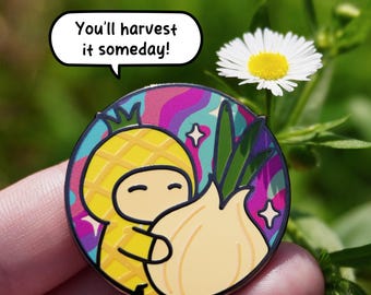 Pin de esmalte de cebolla / Pin de afirmación / Pin de cabeza de piña