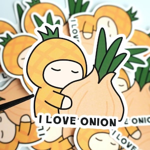 Pineapple Head Vinyl Sticker | I Love Onion