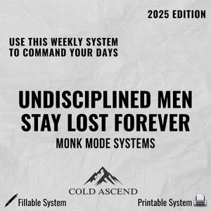 7-Day Monk Mode Reset – Rebuild Focus & Discipline Fast | Printable Fillable Mental Control PDF
