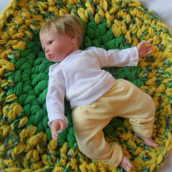 Green Fried Egg Fleece crocheted mat 25 inches and  Ready2Ship