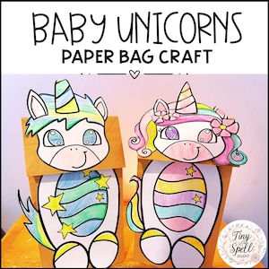 Boy and Girl Unicorn Paper Bag Puppet Craft Templates | Easy PDF Craft for Preschool & Kindergarten | Fun Classroom Activity for Kids PDF