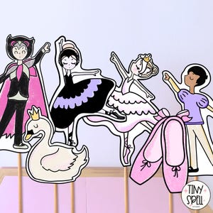 Swan Lake Ballet Stick Puppet Craft (PDF Templates)