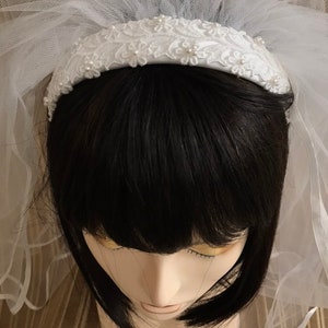 1st Communion White Lace Floral Headband Veil, , First Communion Headpiece, Communion Accessory, Customized Communion Veil