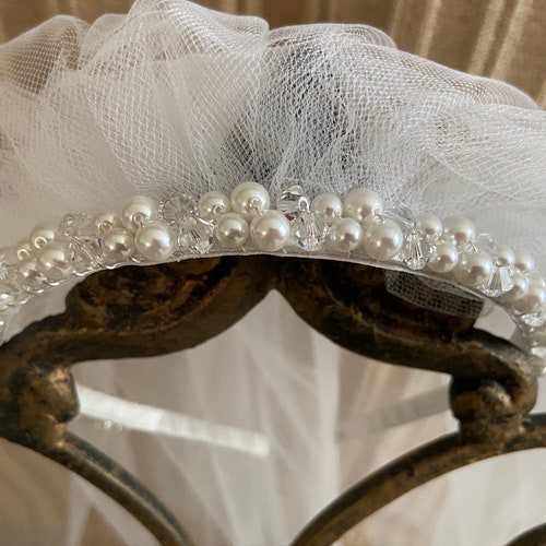 Pearl Bridal Headband and Veil | Etsy