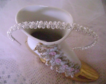 Petite Crystal and Pearl Headband: Bridal or Flower Girl Headpiece