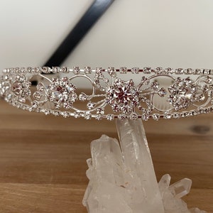 Floral Rhinestone Tiara, Bridal Headpiece, Special Occasion Headpiece, Wedding Birthday Crown, Quinceanera Crown, Special Occasion Tiara