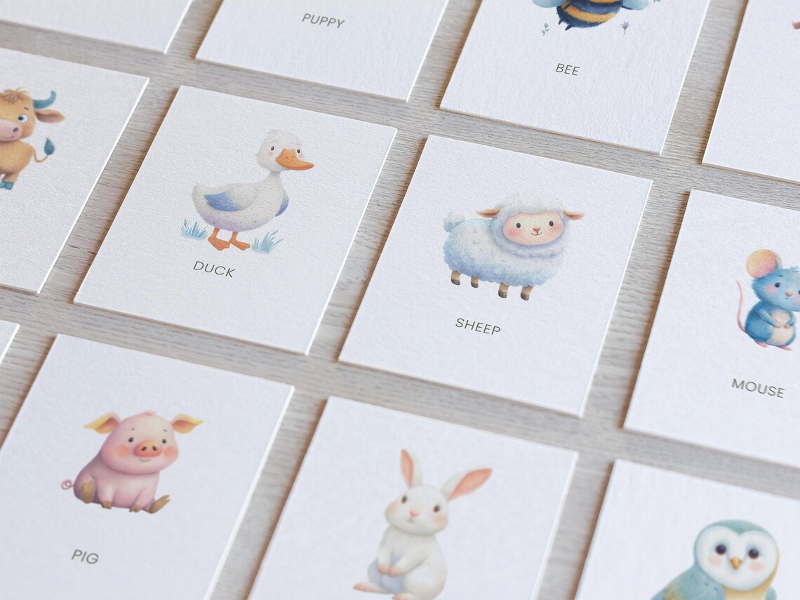 28 Farm Animal Flashcards, Printable Educational Cards for Toddlers ...