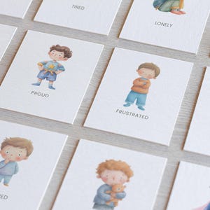 20 How Do I Feel Today Emotion Flashcards for Kids, Boy Version, Feelings Cards, Preschool Social Emotional Learning | Digital Download