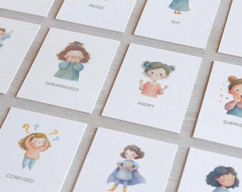 20 How Do I Feel Today Emotion Flashcards for Kids, Girl Version, Feelings Cards, Preschool Social Emotional Learning | Digital Download