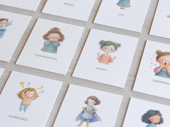 20 How Do I Feel Today Emotion Flashcards for Kids, Girl Version, Feelings Cards, Preschool Social Emotional Learning | Digital Download