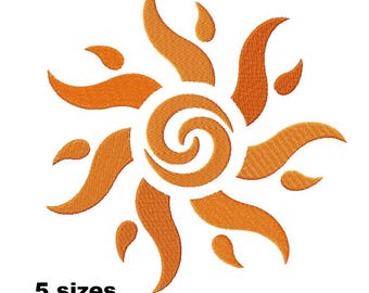 Spiral Sun Machine Embroidery Design, Mystical Celestial Pattern, Esoteric Spiritual Symbol, Digital File Download