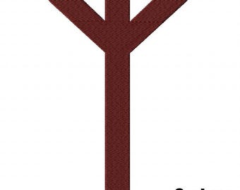 Algiz Rune Machine Embroidery Design, Norse Scandinavian Protection Rune, Viking Symbol Pattern, Digital Download