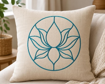Lotus Mandala Machine Embroidery Design- Yoga Meditation Flower Pattern- Floral Digital File Download