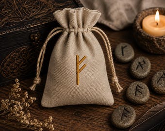 Viking Wealth Rune Fehu Embroidery Design- Machine Embroidery File- Money Symbol Pattern- Digital Download-5 sizes