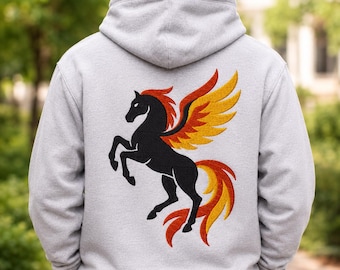 Fire Horse- Pegasus Embroidery- Chinese Zodiac Pattern- Magic Machine Embroidery Design – Digital File Download