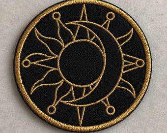 Sun Moon Embroidery Design- Astrology Minimalist Pattern-  Machine Embroidery File- Instant Download
