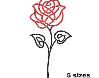 Celtic Knot Rose Embroidery Design, Magic Machine Embroidery, Floral Pattern, Flower Digital File