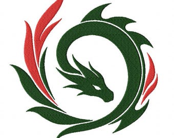 Oriental Dragon Machine Embroidery Design, Fantasy Pattern, Digital File Download