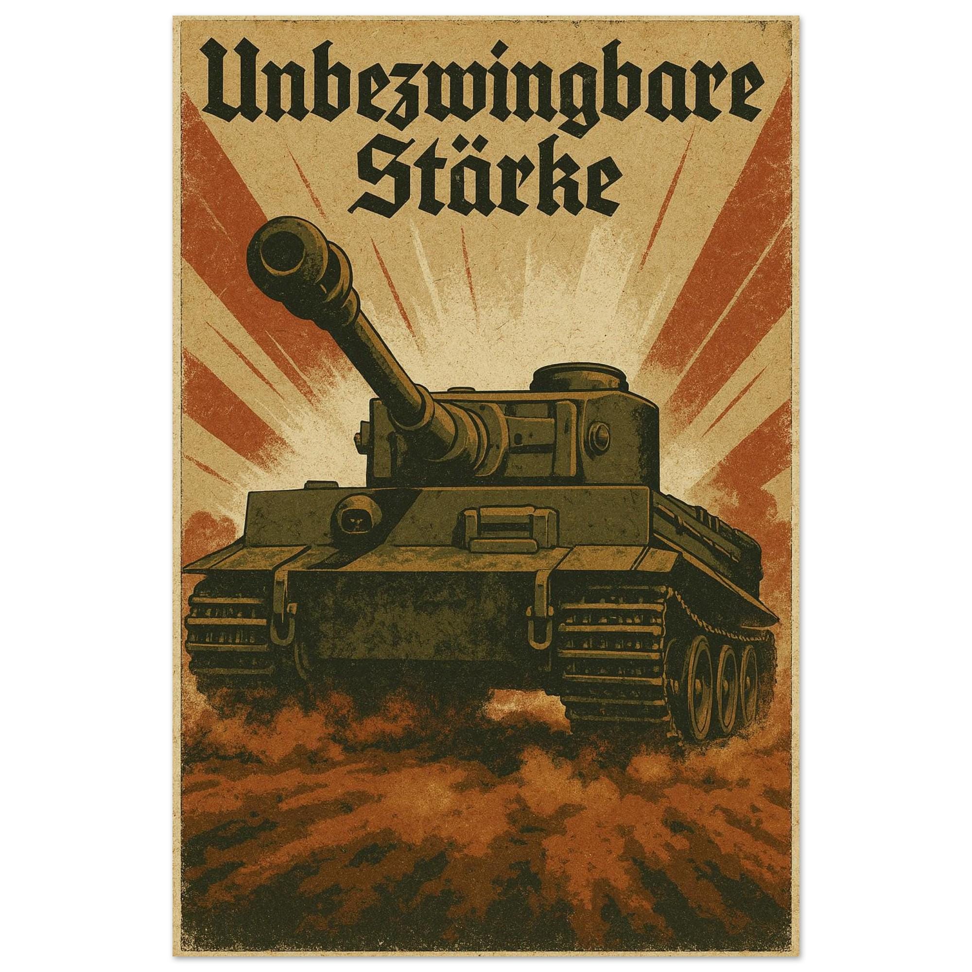Tiger I Tank Poster – Indomitable Strength – Vintage WW2