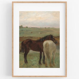 Vintage Horse Print | Antique Equestrian Painting | Rustic Farmhouse Wall Art | Animal Portrait Decor | Vintage Painting Wall Art