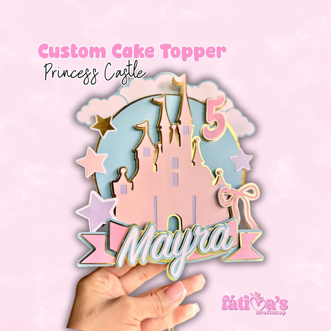 Princess Castle Cake Topper Custom Name & Age for Princess Birthday ...