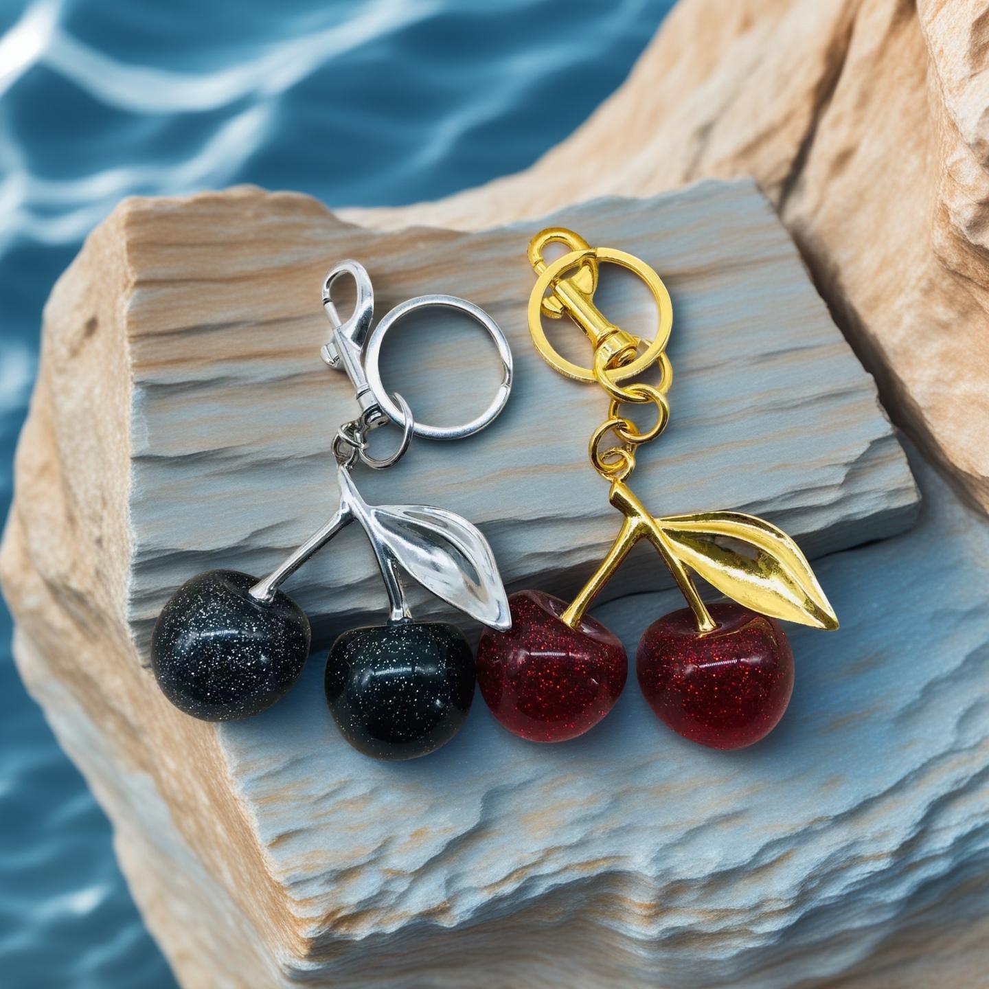 3D Crafts Crystal Cherry Pendant Ornaments Car Keyring Creative Cherry Charms Ha - Foto 10