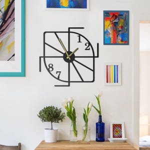 Abstract Geometric Metal Wall Clock: Handmade Silent Modern Decor