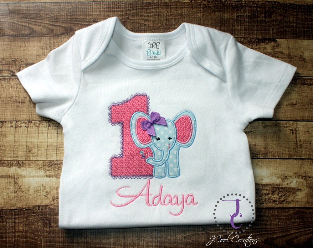 Baby Girl 1st Birthday Outfit 1st Birthday Elephant Shirt Etsy
