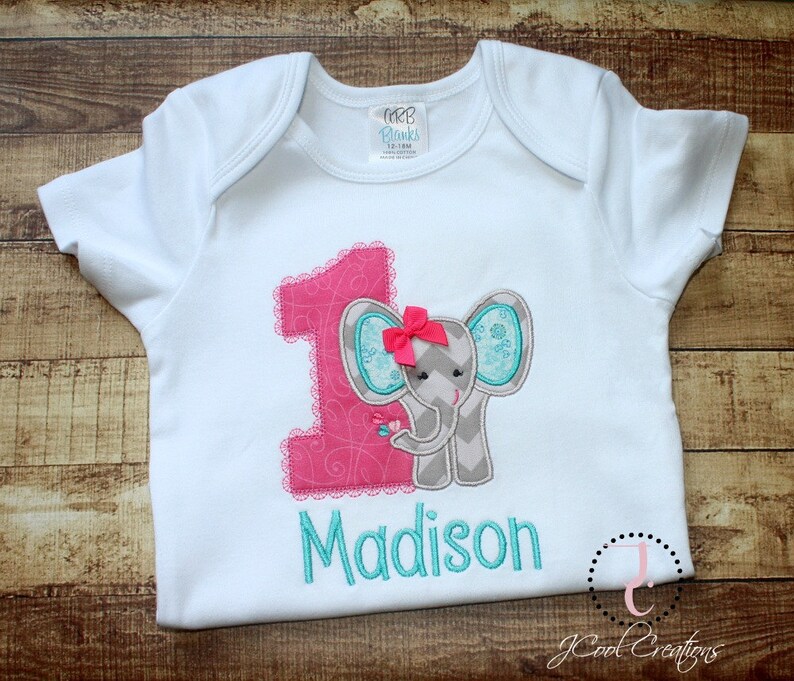Baby Girl 1st Birthday Outfit 1st Birthday Elephant Shirt Etsy