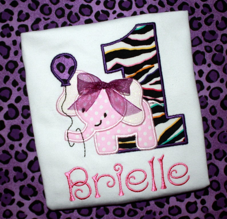 Elephant Birthday Shirt 1st Birthday Girl Birthday Shirt Etsy