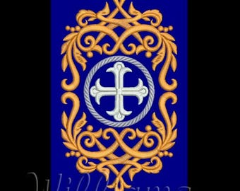 Diseño de bordado a máquina de marcapáginas con cruz cristiana (descarga digital)