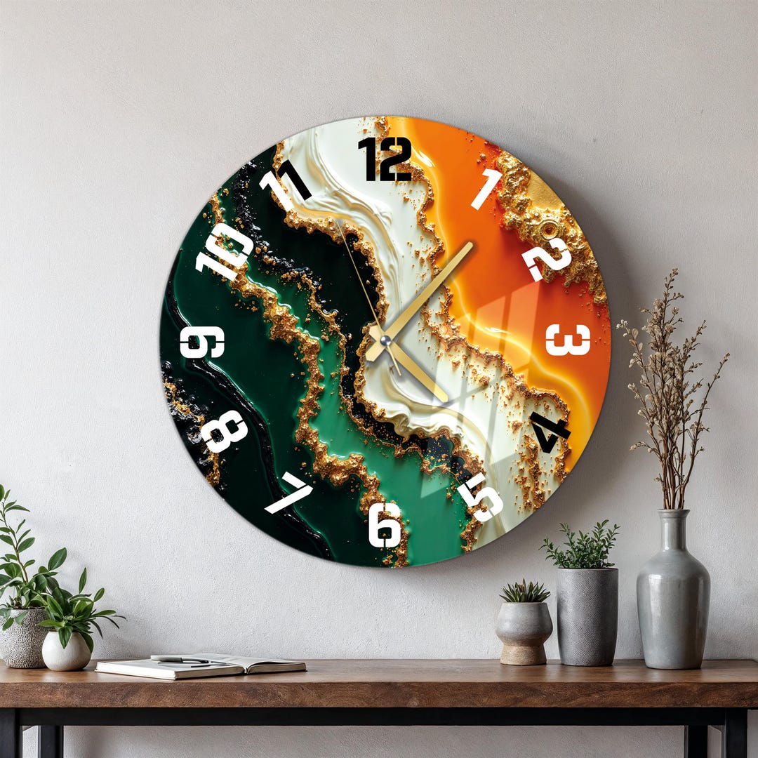 Large Glass Wall Clock, Modern Hosting Mid Century Oversized Wall Art ...