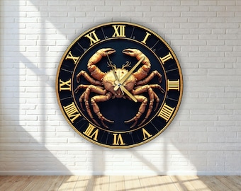 Horloge murale surdimensionnée du zodiaque du cancer, décoration astrologie moderne