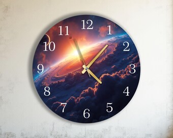 Oversized Unique Glass Large Wall Clock, Modern Space Art Decor, Housewarming Gift