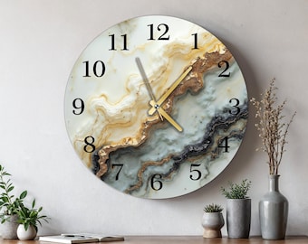 Grande horloge murale en verre, décoration abstraite moderne accueillant une décoration d'art mural du milieu du siècle, cadeau de pendaison de crémaillère