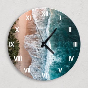Ocean Modern Large Abstract 3d Tempered Glass Oversized Unique Wall Clock Art, Housewarming Gift, New Home Gift