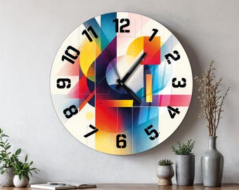 Horloge murale en verre coloré, décoration murale surdimensionnée moderne du milieu du siècle, cadeau de pendaison de crémaillère