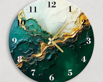 Extra grote glazen wandklokken Modern uniek groot abstract groen goud kunstdecor