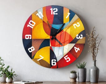 Horloge murale arc-en-ciel en verre, décoration d'art murale moderne et abstraite colorée, cadeau de pendaison de crémaillère