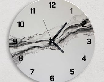 Oversized Abstract Unique Large Glass Wall Clock, Modern Art Decor