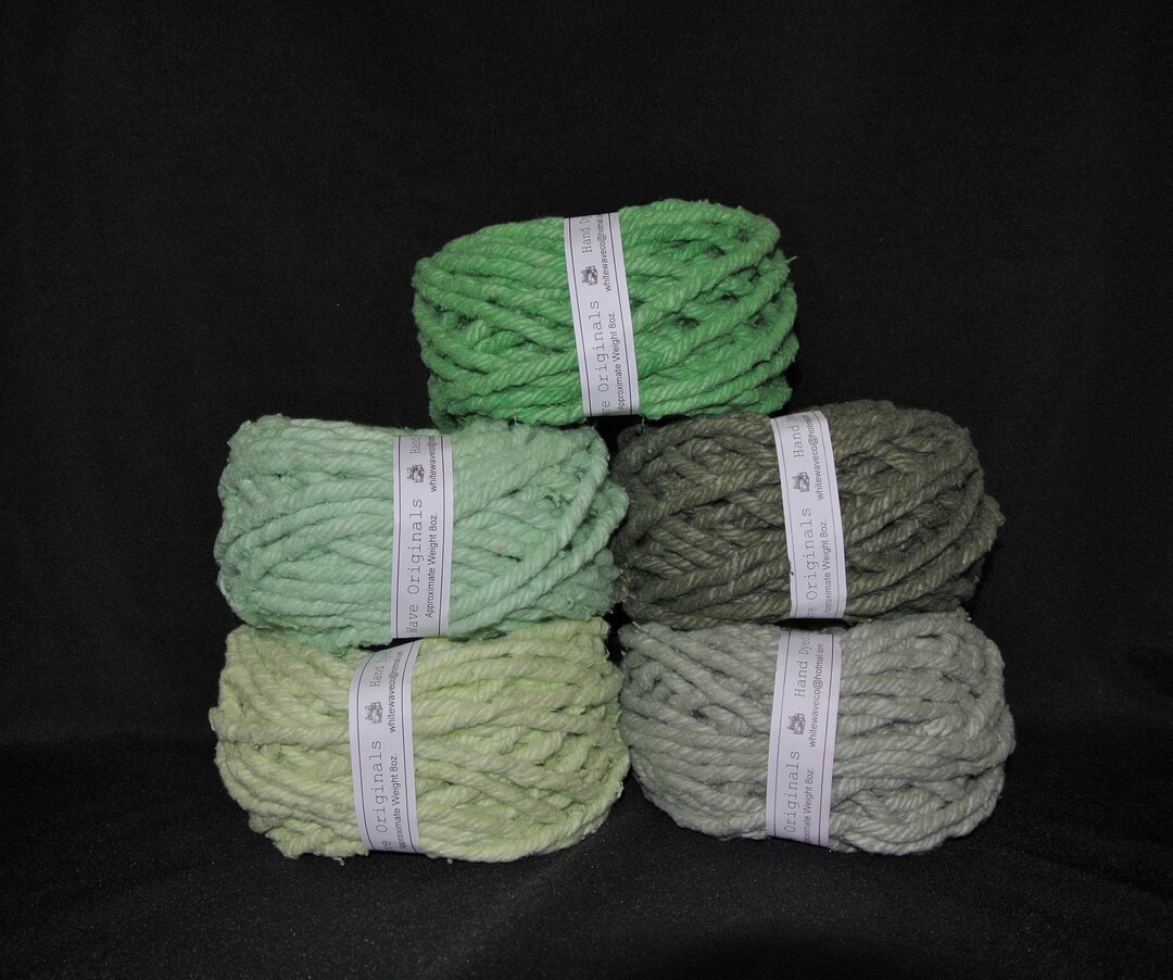 NOW SOFTER Hand Dyed Cotton Rug Yarn Colors Green, Lime Sherbet