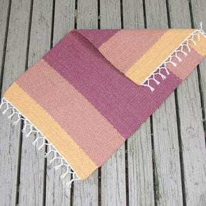 Hand Woven cotton Rug - 18" x 29"- Red, yellow  orange colorblock