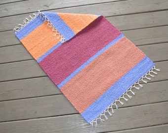 Hand Woven cotton Rug, wall hanging/ tapestry - 24" x 36" - Many colors available, build-a-rug, custom, commissioned colorblock