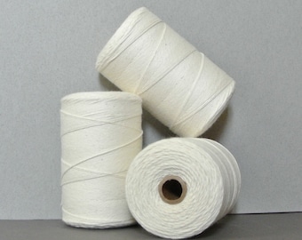 8/4 - 100% Cotton - rug warp thread, yarn 8 oz tube- natural undyed -perfect for rug weaving