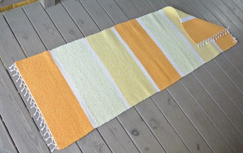 Hand Woven Rug 2' x 6' yellows Yellows