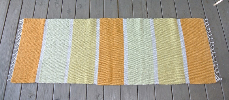 Hand Woven Rug 2' x 6' yellows image 4