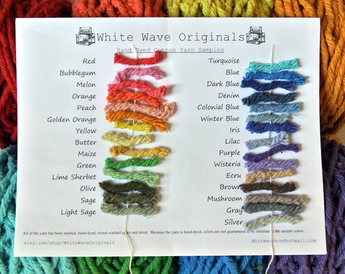 Hand Dyed Cotton Rug Yarn Sample Card Etsy