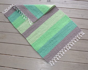 Hand Woven Rug - 24" x 34" - Brown and Greens