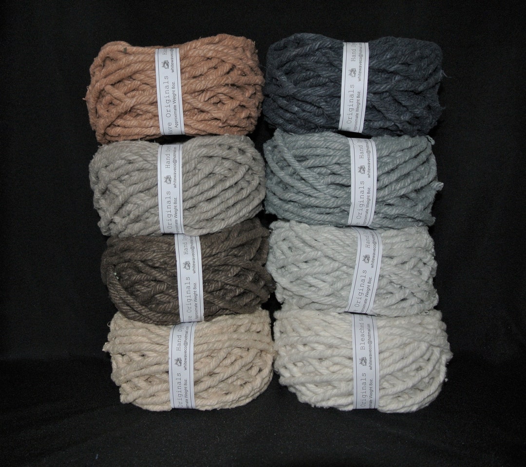 NOW SOFTER Hand Dyed Cotton Rug Yarn Colors Natural, Gray, Silver